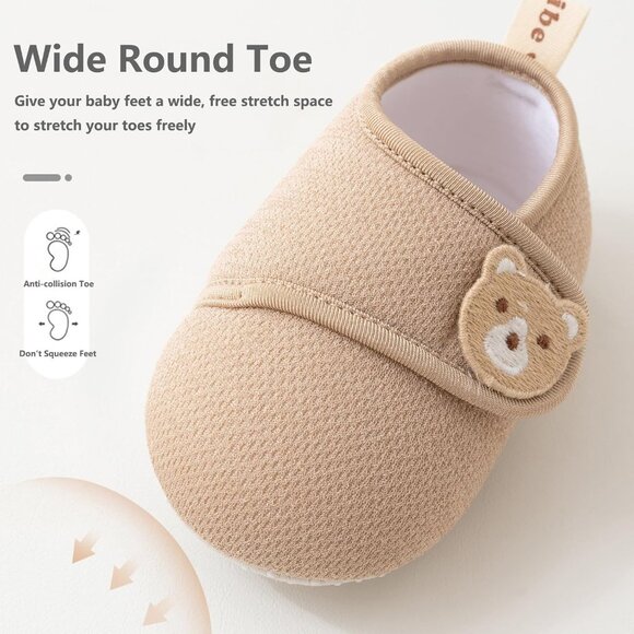 Newborn Infant Boys Girls Khaki Polyester Warm Soft Teady Bear Baby Booties - Picture 3 of 6